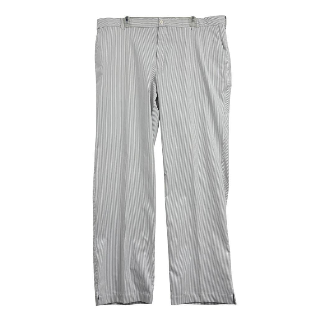 Nike Golf Pants Mens Size 40 x 32 White Gray Stripe Waist Grip Stretch Dri-Fit